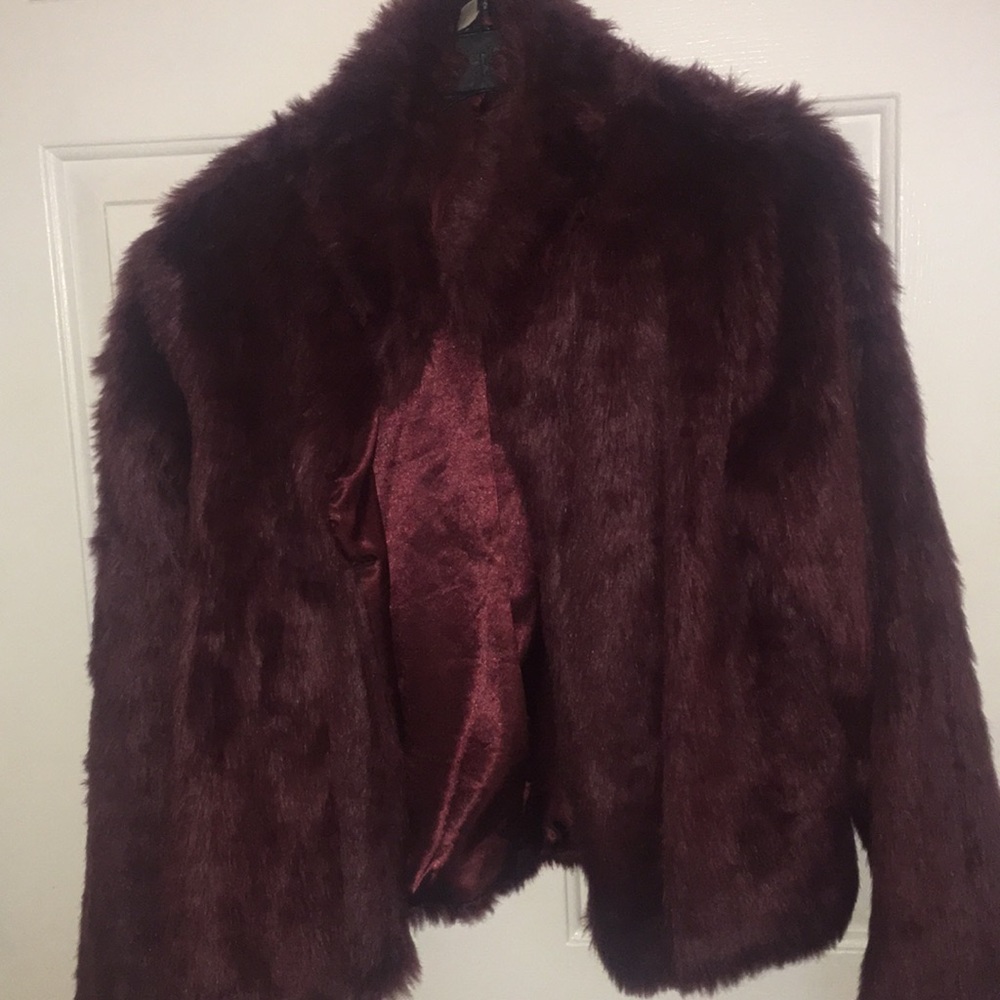 Burgundy fur jacket